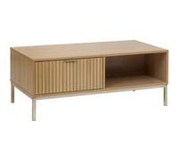 5five Table basse Tasso effet bois naturel 100 x 40 cm 1 tiroir 1 niche Beige