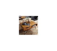 Table basse 1 tiroir et 1 niche en bois massif naturel et noir