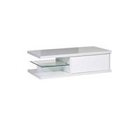 Table Basse 1 Tiroir Laquée Blanche à Relief - DAYTON WHITE -