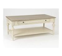 Table Basse 1 Tiroir En Bois Naturel Et Blanc - Bertille Multicolore