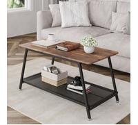 Table basse 100 x 50 x 48 cm，rectangulaire en Bois de qualité avec Rangement,-Marron vintage