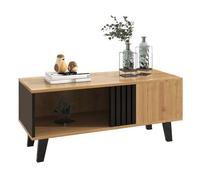 Table basse 100 x 60 x 45 cm, design en bois coloré et noir, table de salon avec tiroirs d'appoint, rangement polyvalent