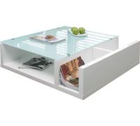 Table basse 100x100 blanche table en verre table d'appoint table de salon table