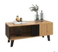 Table basse 100x60, design bois et noir table basse salon, rangement intégré, structure modulaire