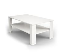Vicco Table Basse, Blanc, 100x60cm | avec compartiment ouvert pour le rangement des magazines