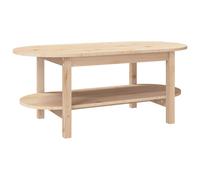 Table Basse 110 X 55 X 45 Cm En Pin Massif Rustique Blanc Avec Étagère Ouverte Robuste Marron