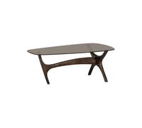 Table basse 110x60 cm bois de manguier et verre noyer Flash