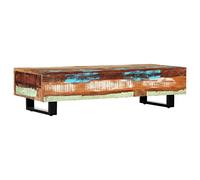 Table basse 120 x 50 x 30 cm bois massif recy cier | Design des années 50, pieds en acier verni, facile à monter, veinures uniques