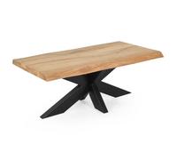 Table basse 120 x 60 cm en chêne clair massif et métal noir - OTTAWA Meubletmoi