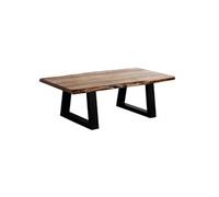Table Basse 120cm Acacia Massif et Métal Noir - VOLSKA -