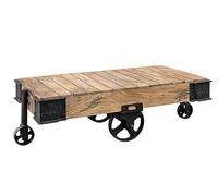 Table Basse 120x60cm - Bois Massif de manguier laqué (Bois Naturel) - Railway #160