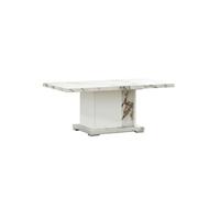 Table basse 120x65cm pied central laqué blanc et imitation marbre - ETOLIS - ALTOBUY