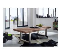 Table basse 120x80cm - Fer et bois massif d'acacia laqué (Natural Stone) - FREEFORM #120