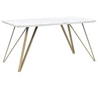 Table Basse 150 x 80 cm Blanc Effet Marbre Avec Pieds Dorés de Style Glamour et Rétro pour Salon Moderne Beliani