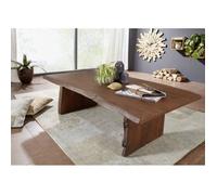 Table basse 150x70cm - Bois massif d'acacia laqué (Brun classique) - PURE EDGE #006