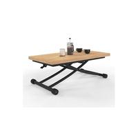 IDMarket Table basse extensible relevable URBANA - plateau façon hêtre pied noir design industriel