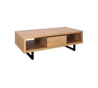 Table basse 2 niches 1 tiroir pieds métal Sully