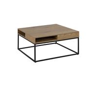 - Table basse 2 niches ouvertes en métal et MDF - Marron et Noir - Alberto