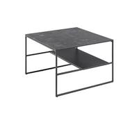 - Table basse 2 niveaux en Mélamine et Métal - L.70 cm x H.45 cm - Noir - Félice