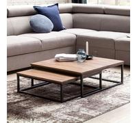 Table basse 2 pièces en bois massif Table de salon Sheesham Lounge Table 75 x 75 cm