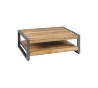 Table basse 2 plateaux en bois massif recy t acier patiné - MANGOVRE -