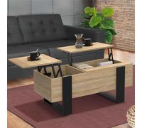 Table Basse 2 Plateaux Relevables Phoenix Bois Noir Et Façon Hêtre Noir