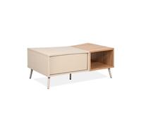 Table basse 2 portes 1 niche sable/effet bois Sinop