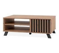 Table basse - MEDAN 55A - Chêne artisan / Noir - 1 porte, 2 niches - 110,5 x 42 x 67 cm