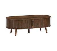 Alice's Garden sweeek - Table Basse 2 Portes coulissantes avec 3 Compartiments décor Bois rainuré Noyer. L 110 x P 59 x H 39cm