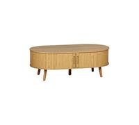 | Table basse 2 portes coulissantes avec 3 compartiments effet bois rainuré L 110 x P 59 x H 39cm