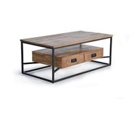 Table basse 2 tiroirs bois marron -