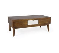 Table basse 2 tiroirs bronze bois marron