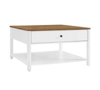 Table basse 2 tiroirs effet bois blanc
