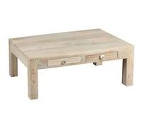 Table Basse 2 Tiroirs en Manguier Massif Clair - TROMSO - ALTOBUY Marron G