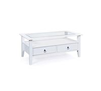Inter Link Table basse, avec dessus en verre (blanc, 115 x 60 x 45 cm)