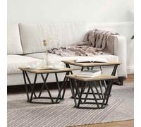 vidaXL Table basse 3 pcs Bois d'ingénierie et acier Moderne salon d'accent