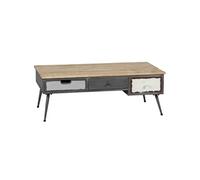 Table Basse 3 Tiroirs Structure en Métal Plateau en Bois - STAHL -