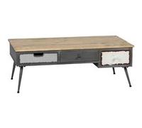 STAHL - Table Basse 3 Tiroirs Structure en Métal Plateau en Bois - Altobuy Gris