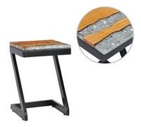 Table Basse 30 X 30 X 50 Cm Bois De Teck Massif Et Polyrésine - Vidaxl Multicolore