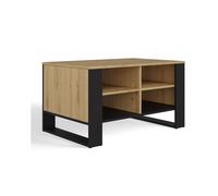 Table basse 4 étagères moderne en chêne artisanal noir