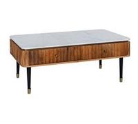 Table Basse 4 Tiroirs en Manguier Plateau Marbre Pieds Teinté Embout Doré - JAMARIS - ALTOBUY Gris G