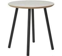 HARRIA - Table basse Ø40cm Plateau Aspect Travertin Pieds Métal Noir - Altobuy Beige