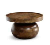 Table basse 50 x 50 x 30,5 cm Mango Bois massif Couleur noyer Table basse Design Table basse Table basse Salon moderne avec grain de bois naturel