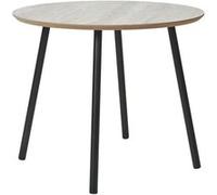HARRIA - Table basse Ø55cm Plateau Aspect Travertin Pieds Métal Noir - Altobuy Beige