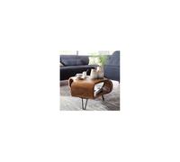 WOHNLING Table basse WL5.603 Sheesham 60x60x35 cm Etagère en bois massif et cadre en métal | Table basse rétro en bois massif rectangulaire marron | Table de canapé Mordern table en bois | Table avec compartiment salon