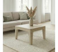 Table basse 60cm Bois massif blanc délavé Table de salon Table d'appoint Carrée