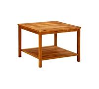 Table Basse 60x60x45 Cm Bois Massif Acacia Plateau Lattes Étagère Inférieure Marron