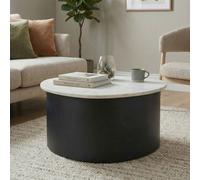Table basse 63cm Marbre Blanc Table de salon Table d'appoint Métal Aluminium