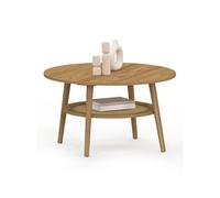 IDMarket Table basse Hanae 70 cm ronde bois façon hêtre plateau effet naturel cannage