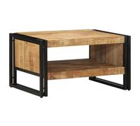Table basse 70 x 50 x 38 cm en bois massif de manguier brut | Bois massif de mangue, structure en fer, capacité de 60 kg, montage nécessaire, nettoyage facile